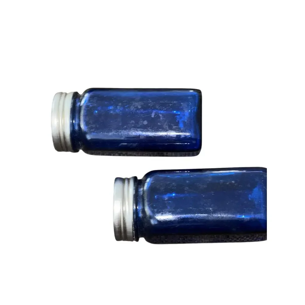 Cobalt Blue Glass Shaker Set With Tops Farmhouse Country